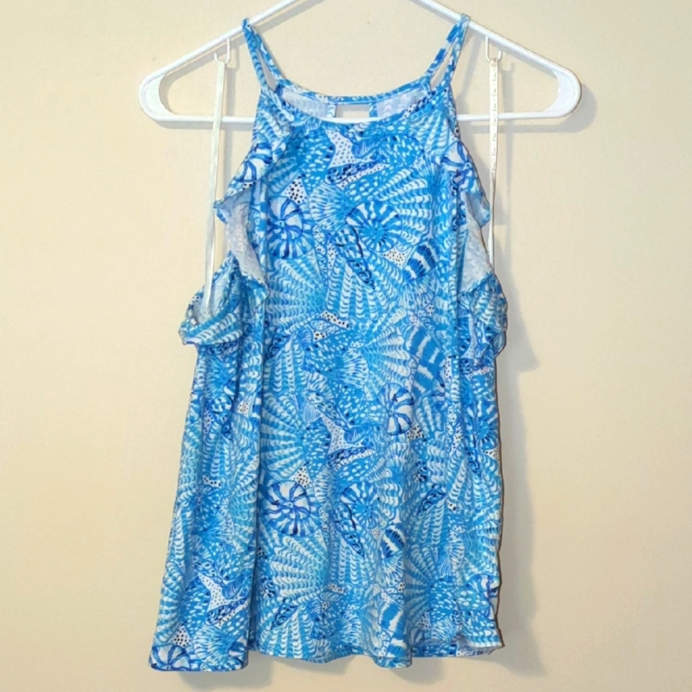 Lilly Pulitzer Blue and White  Sea Shell Patterned Top